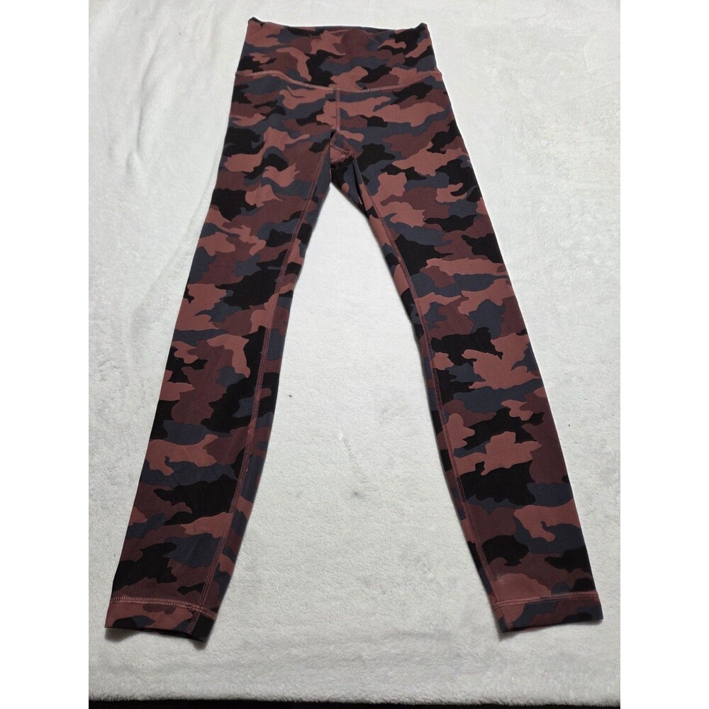 Lululemon Size 6 Wunder Train High Rise Tights 25" Heritage 365 Camo Red Legging